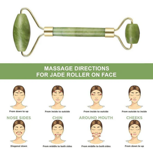 Jade Roller & Gua Sha Set – Face Massager for Wrinkles & Puffiness