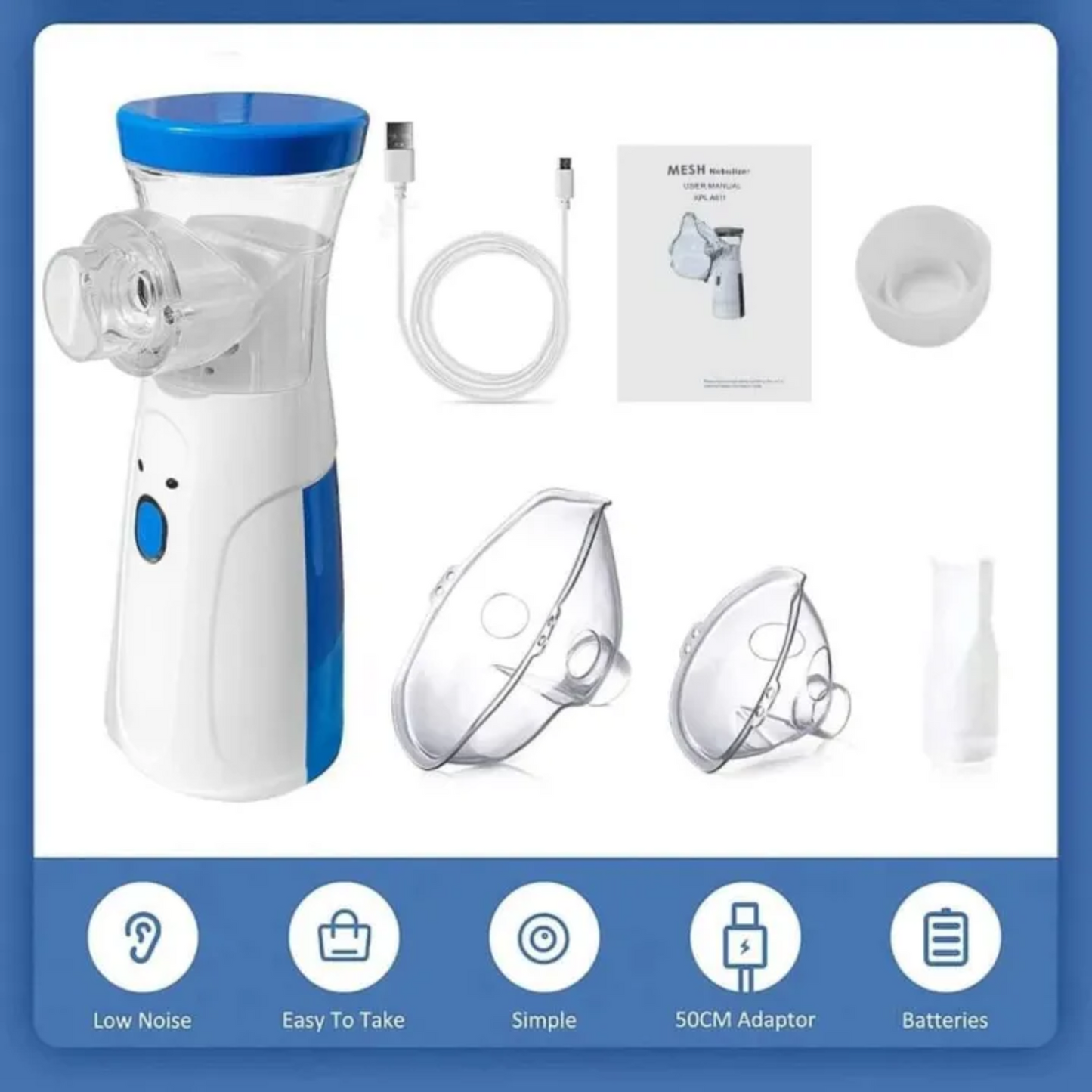 Portable Mesh Nebulizer for Kids & Adults – Low Noise, USB Rechargeable